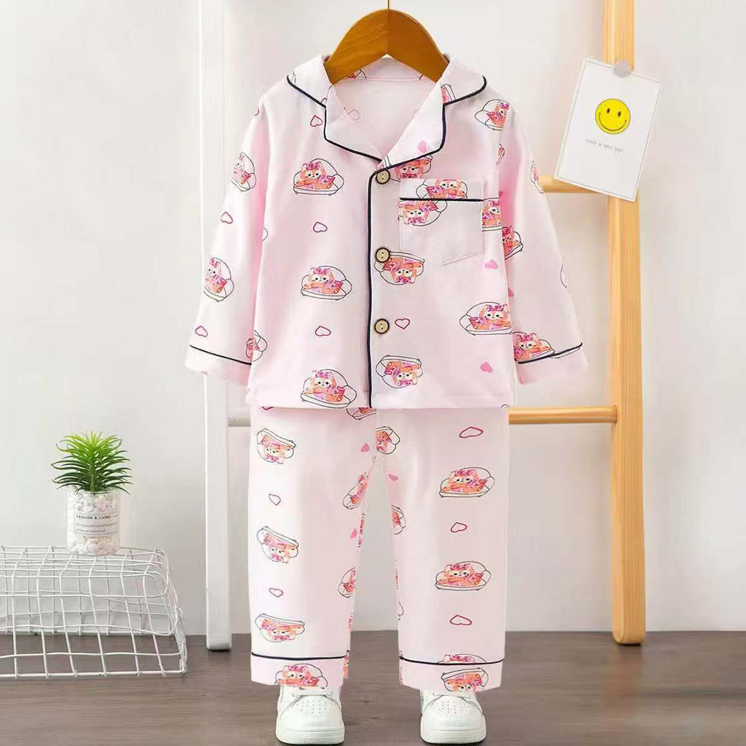 Girls Printed Nightsuit- Pink