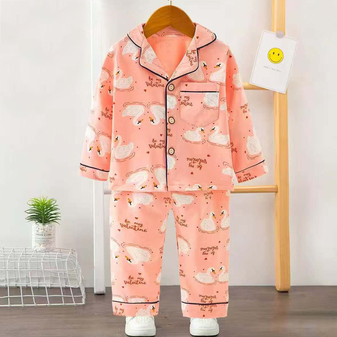 Girls Printed Duck Nightsuit- Pink