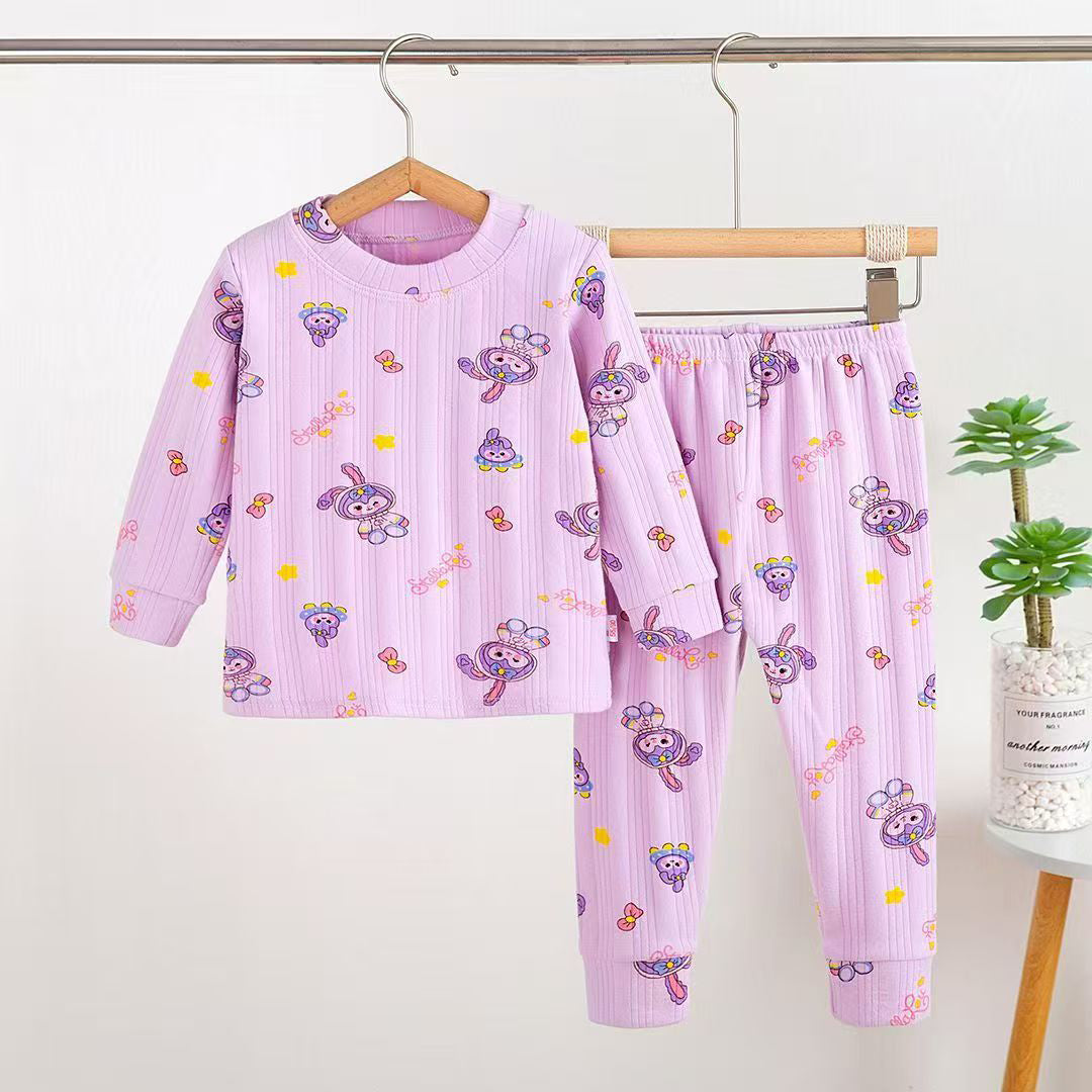 Girls Bear Pajama Suit 2 Piece - Purple