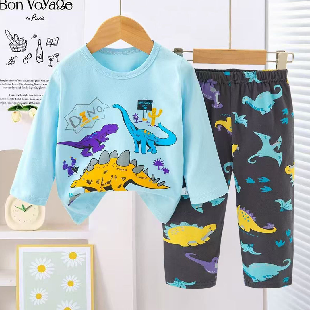 Boys Dinosaur Pajama Suit 2 Piece - Blue & Navyblue