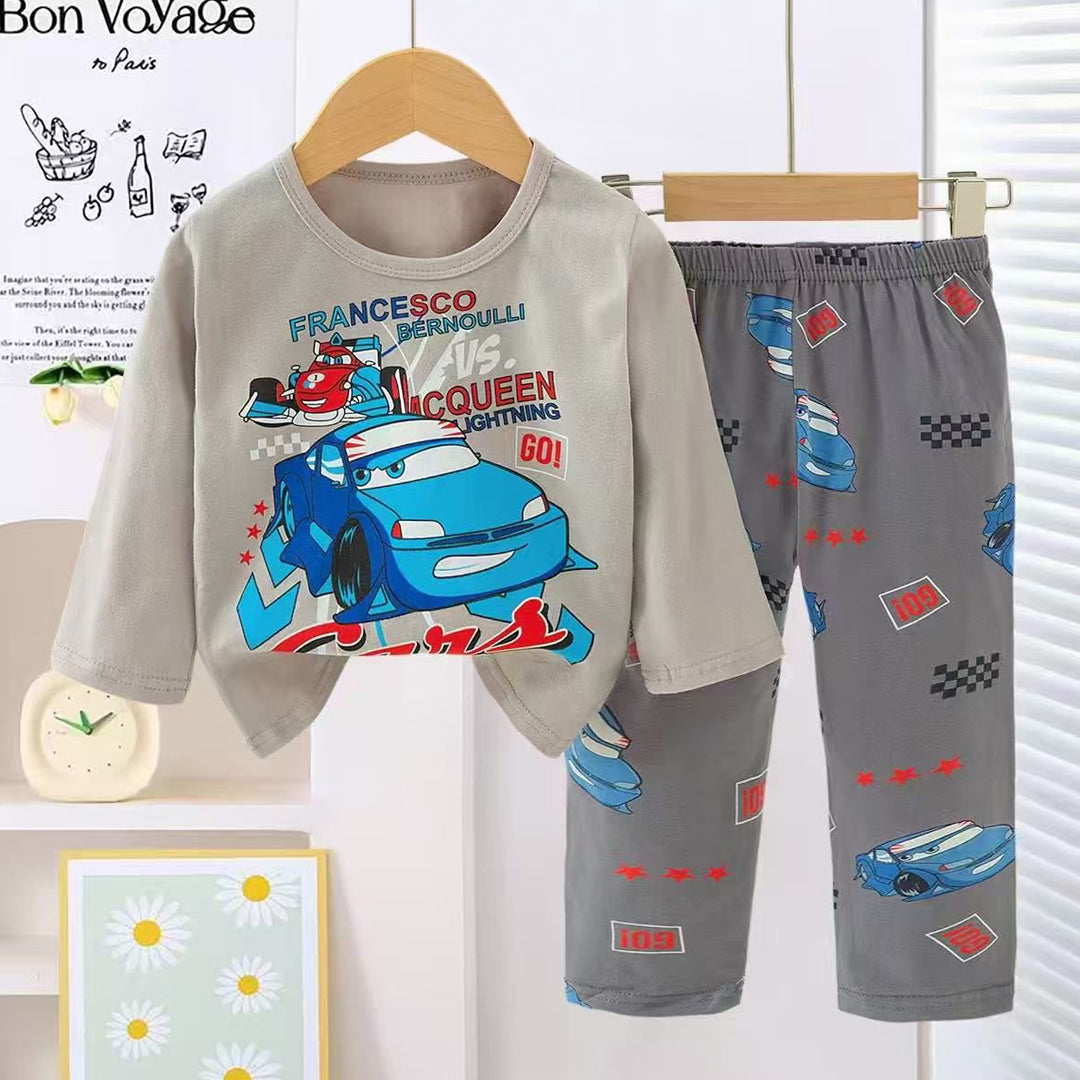 Boys Cars Pajama Suit 2 Piece - Grey