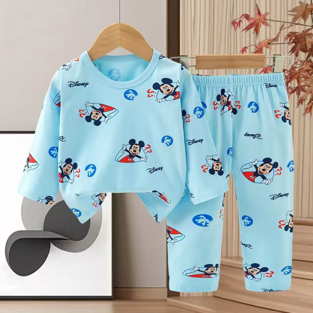 Kids Unisex Disney Mickey Mouse Pajama Suit 2 Piece - Blue