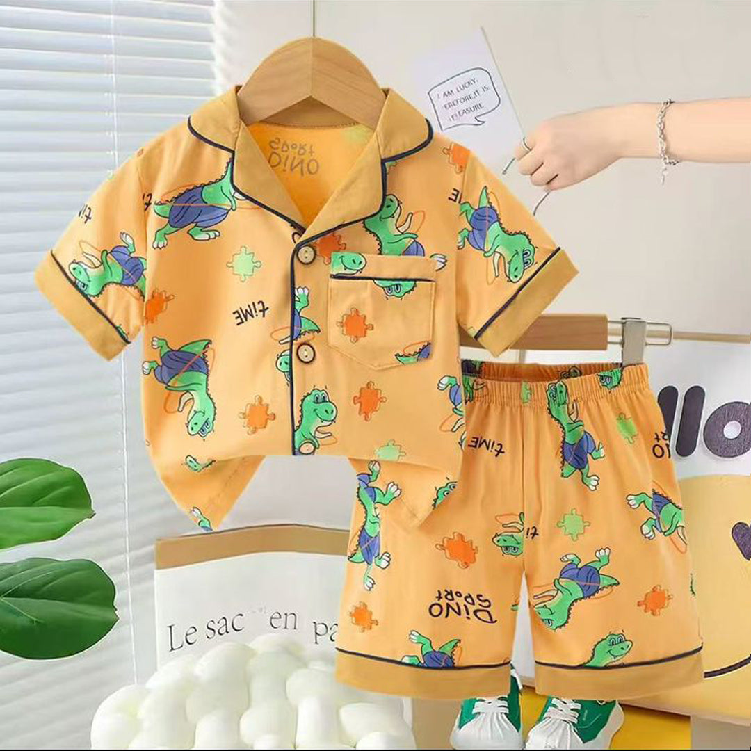 Boys Dino Nightsuit - Orange