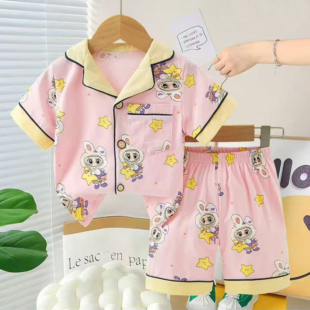 Girls Labubu Nightsuit - Pink