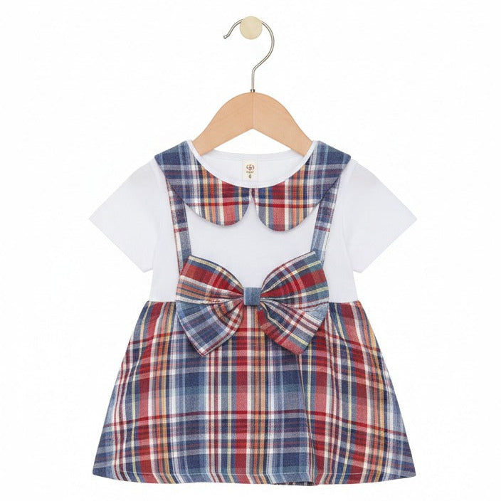 Girls Fancy Frock Check-Red