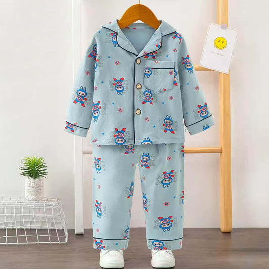 Boys Printed Captain America Nightsuit - Grey