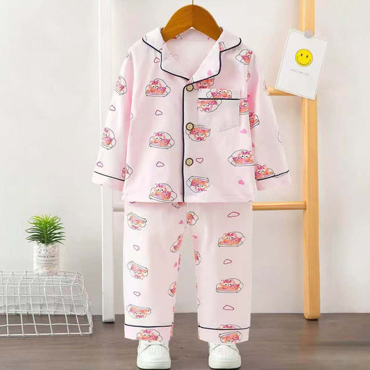 Girls Printed Nightsuit- Pink