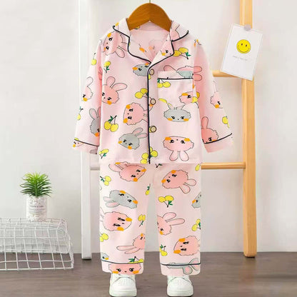 Girls Printed Nightsuit Rabbit - Pink