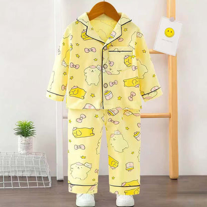 Girls Printed Bear Nightsuit- Yellow