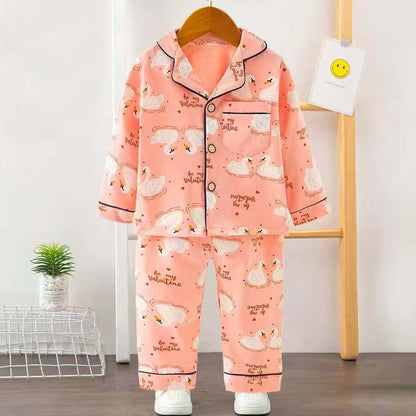 Girls Printed Duck Nightsuit- Pink