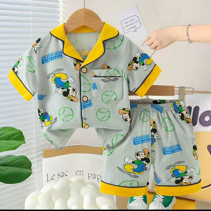 Kids Unisex Disney Mickey Mouse Nightsuit - Green