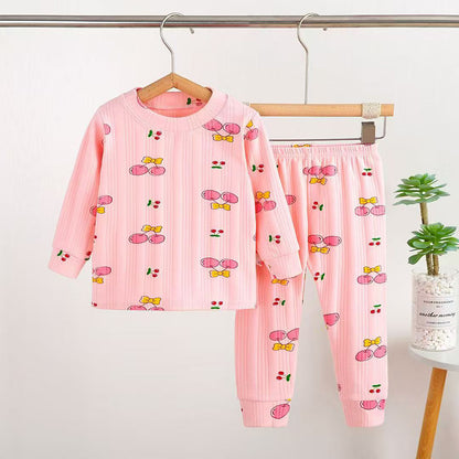 Girls Cherry Pajama Suit 2 Piece - Pink