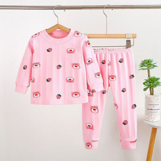 Girls Bear Pajama Suit 2 Piece - Pink
