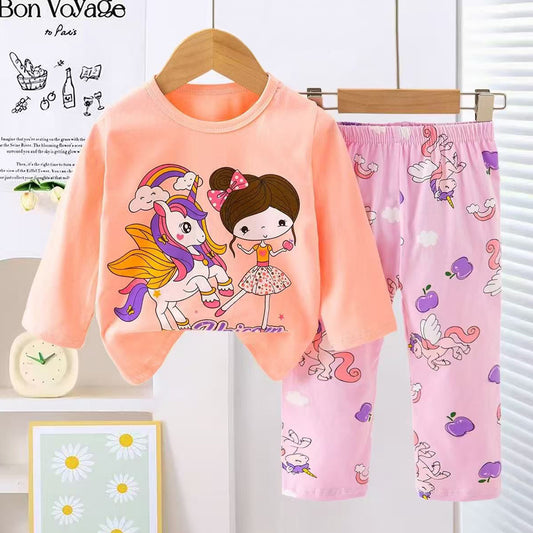 Girls Unicorn Pajama Suit 2 Piece - Pink & Purple