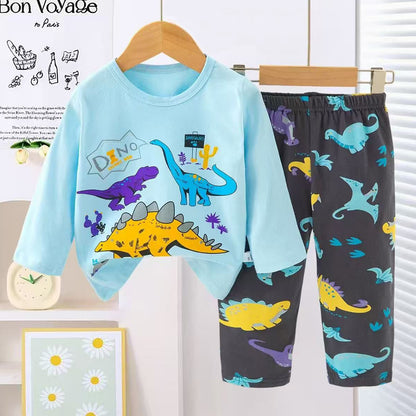 Boys Dinosaur Pajama Suit 2 Piece - Blue & Navyblue