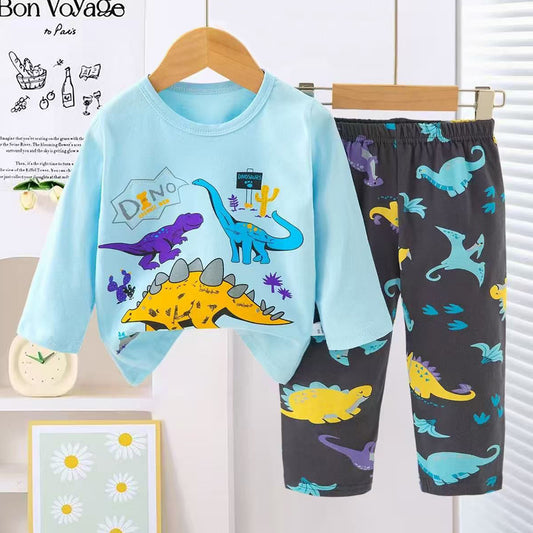 Boys Dinosaur Pajama Suit 2 Piece - Blue & Navyblue