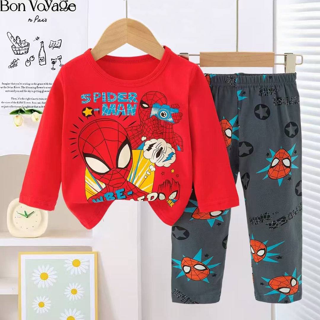Boys Spiderman Pajama Suit 2 Piece - Red & Black