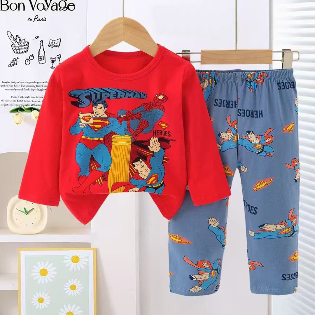 Boys Superman Pajama Suit 2 Piece - Red & Blue