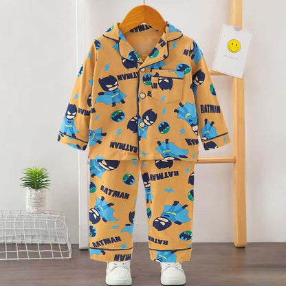 Boys Printed Batman Nightsuit- Orange