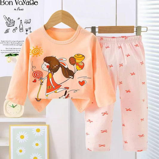 Girls Balloon Pajama Suit 2 Piece - Peach