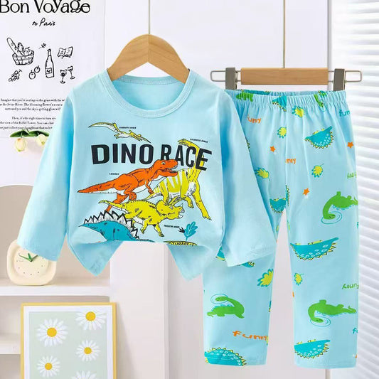 Boys Dino Race Pajama Suit 2 Piece - Blue
