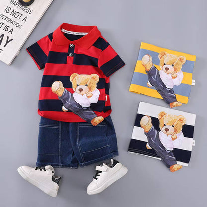 Boys Cotton Jersey 2PC Suit-Red