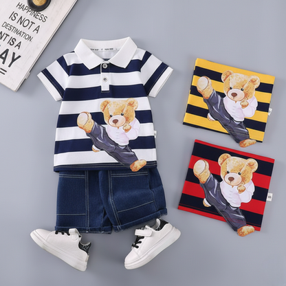 Boys Cotton Jersey 2PC Suit-White