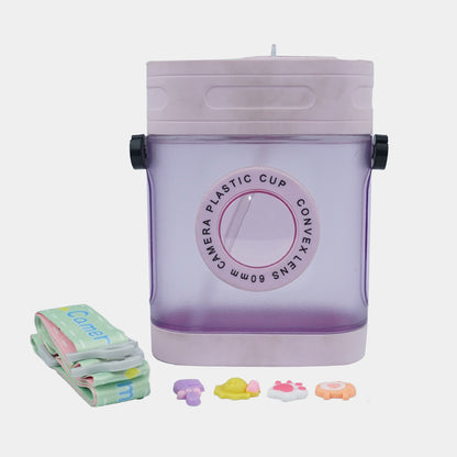 Camera Water Bottle With Straw And Strap