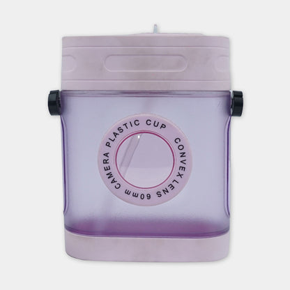 Camera Water Bottle With Straw And Strap