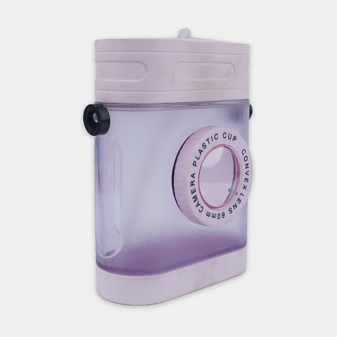 Camera Water Bottle With Straw And Strap