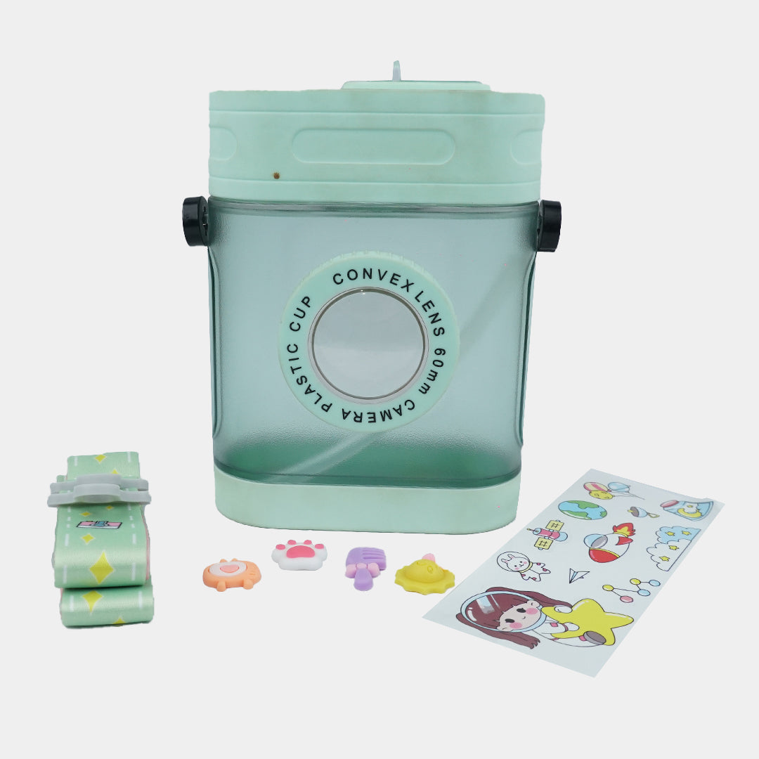 Camera Water Bottle With Straw And Strap