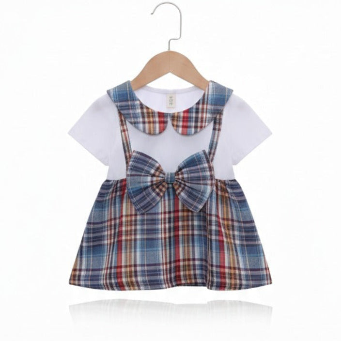 Girls Fancy Frock Check-Blue