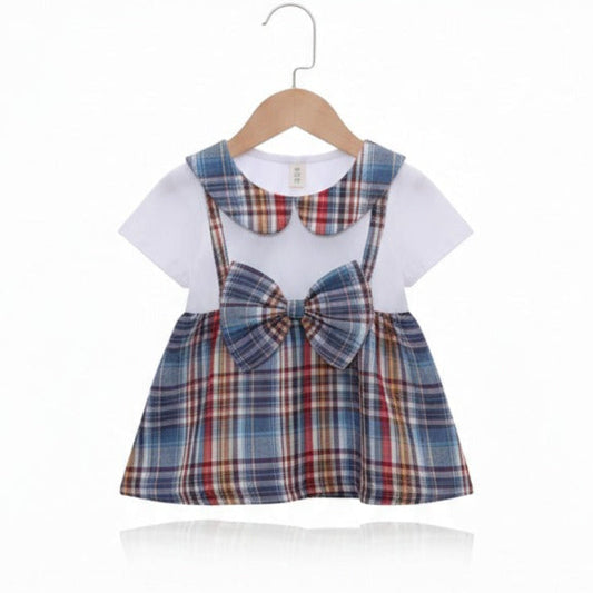 Girls Fancy Frock Check-Blue