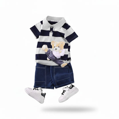 Boys Cotton Jersey 2PC Suit-White