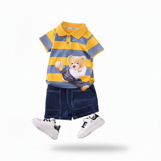 Boys Cotton Jersey 2PC Suit-Yellow