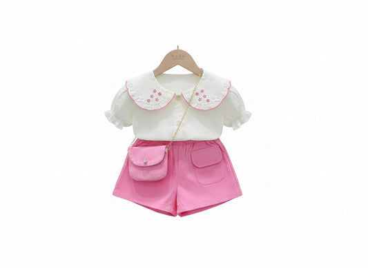 Girls Fancy Suit With Purse-Pink